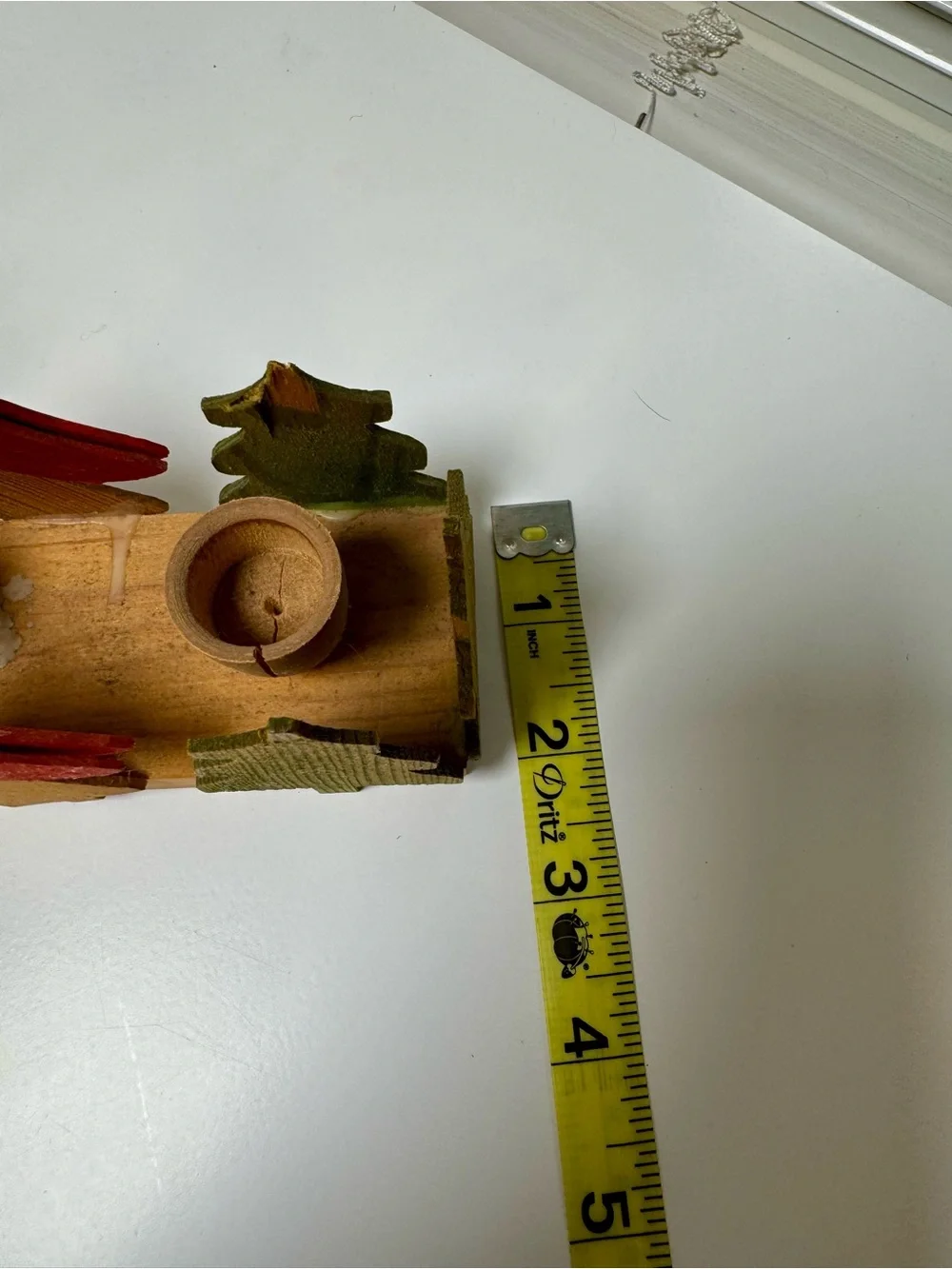 Wooden Holiday Angel and Heart Centerpiece - Red and Natural